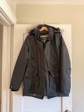Women’s Columbia Gray Hooded Parka Jacket down winter coat L
